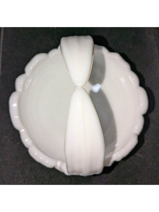Vintage Westmoreland Milk Glass Candy Dish Basket Dogwood Design Split Handle - Picture 7 of 11